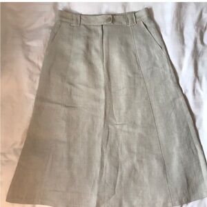 Max Mara ecru/grey linen/viscose/silk midi skirt